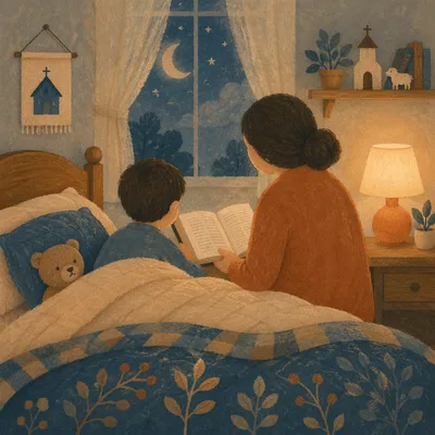 Bedtime Bible Reading with Parent and Child