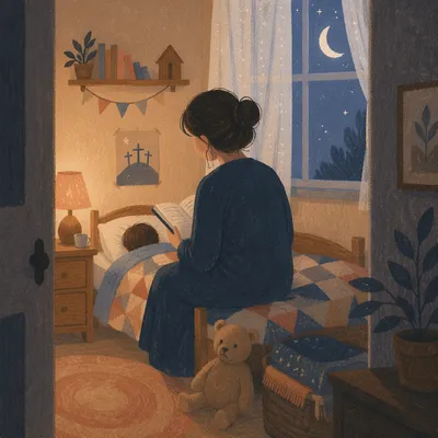 Parent Reading Bible at Bedtime