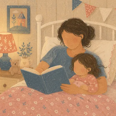 Parent Reading Bible at Childs Bedtime