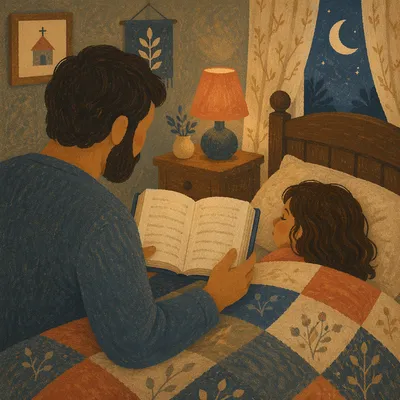 Bedtime Bible Reading with Parent and Child