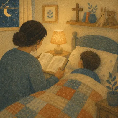 Parent Reading Bible at Bedtime