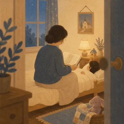 Parent Reading Bible at Child Bedtime