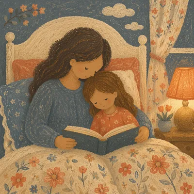Parent Reading Bible to Child at Bedtime