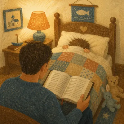 Bedtime Bible Reading with Parent and Child