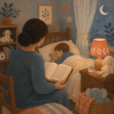 Parent Reading Bible at Child Bedtime