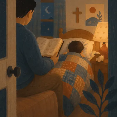 Bedtime Bible Reading with Parent and Child