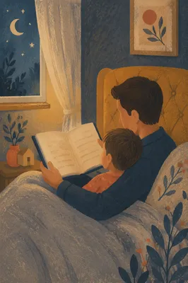 Parent Reading Scripture to Child at Bedtime