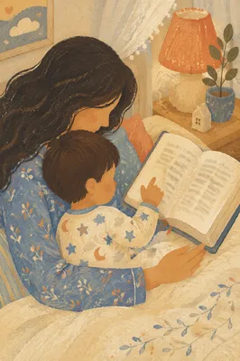 Bedtime Bible Reading with Parent and Child