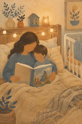 Parent Reading Bible at Cozy Bedtime