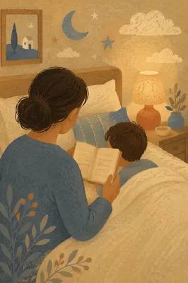 Parent Reading Scripture to Child at Bedtime