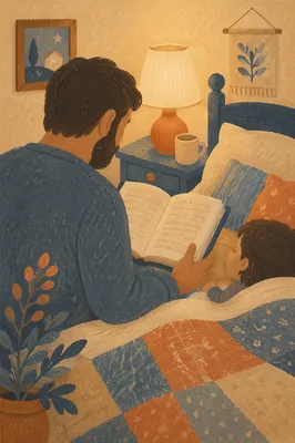 Parent Reading Bible at Child Bedtime