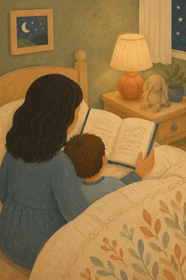 Parent Reading Bible to Child at Bedtime