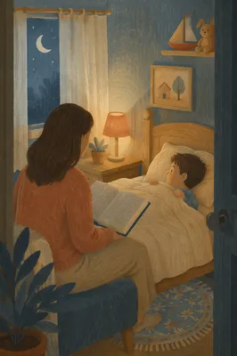 Parent Reading Bible at Child Bedtime