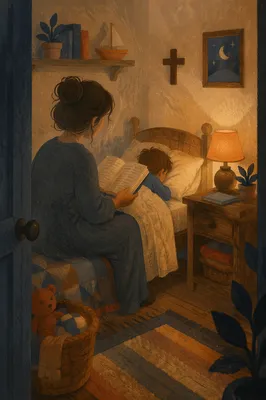 Peaceful Bedtime Bible Reading With Child