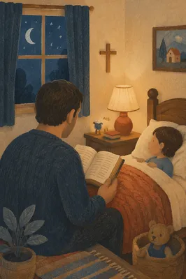 Parent Reading Bible at Bedtime