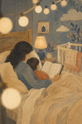 Parent Reading Bible to Child at Bedtime