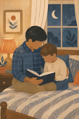Parent Reading Bible to Child at Bedtime