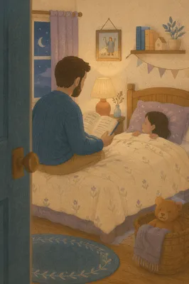 Parent Reading Bible at Child Bedtime