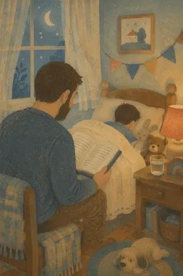 Parent Reading Bible at Child Bedtime