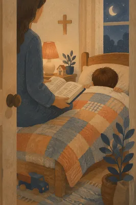 Bedtime Bible Reading With Parent and Child