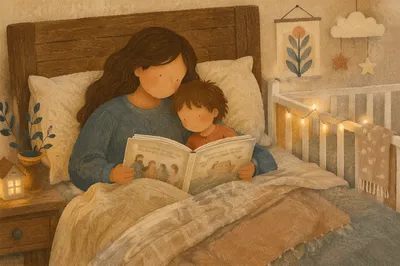 Bedtime Bible Reading with Parent and Child