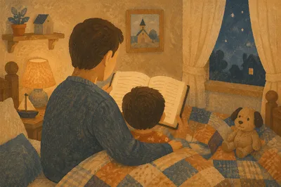 Parent Reading Bible at Bedtime