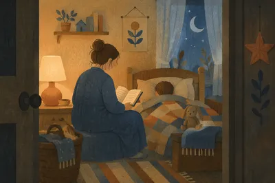 Bedtime Bible Reading in Cozy Bedroom