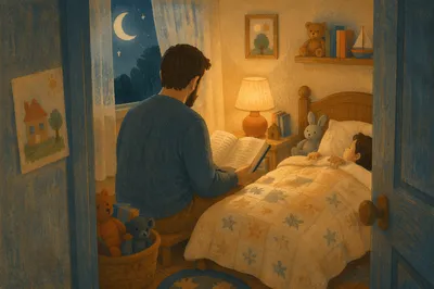 Parent Reading Bible at Child’s Bedtime
