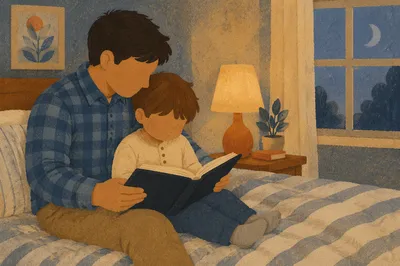 Parent Reading Bible at Child Bedtime