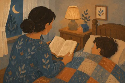 Bedtime Bible Reading with Parent and Child
