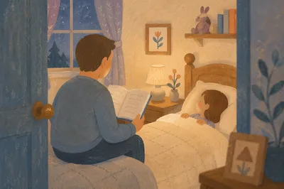 Parent Reading Bible at Bedtime