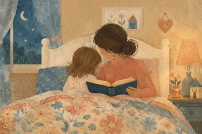 Cozy Bedtime Bible Reading with Child