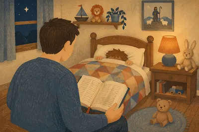 Bedtime Bible Reading with Parent and Child