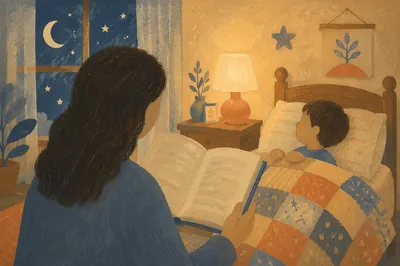 Parent Reading Bible at Bedtime