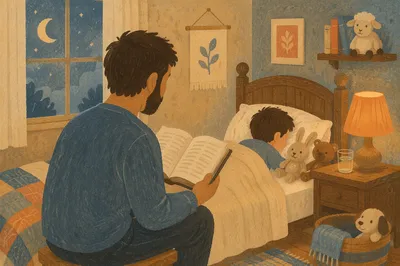 Parent Reading Bible at Child Bedtime