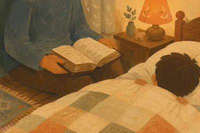 Tender Bedtime Bible Reading With Child