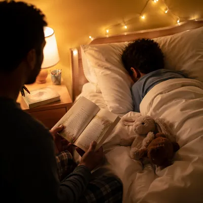 Parent Reading Bible at Bedtime