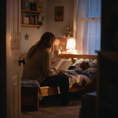 Parent Reading Bible at Bedtime