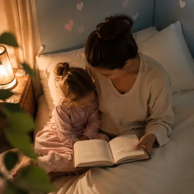 Parent Reading Bible at Child Bedtime