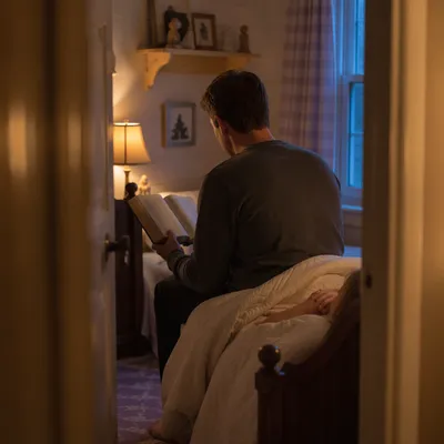 Parent Reading Bible at Bedtime