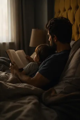 Parent Reading Bible to Child at Bedtime