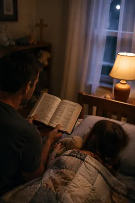 Parent Reading Bible at Bedtime