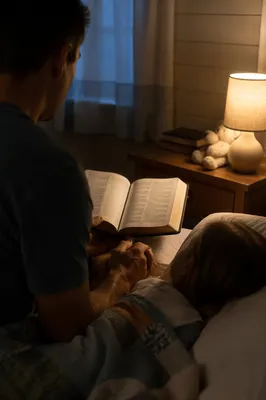 Parent Reading Bible at Bedtime