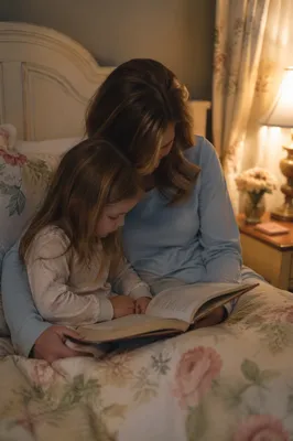 Parent Reading Bible to Child at Bedtime