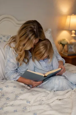 Parent Reading Bible With Child at Bedtime