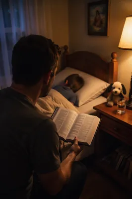 Bedtime Bible Reading in Cozy Child Room