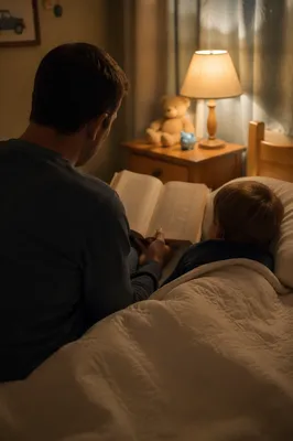 Parent Reading Bible at Child Bedtime