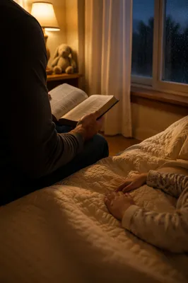 Parent Reading Bible at Bedtime
