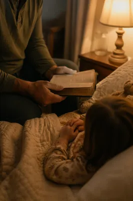 Bedtime Bible Reading with Parent and Child
