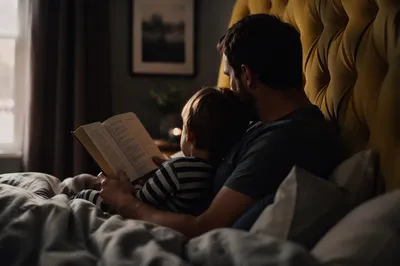Parent Reading Scripture to Child at Bedtime